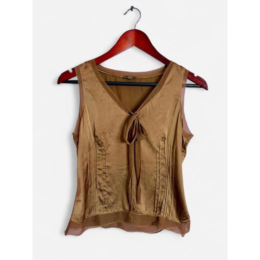 Gold-brown sleeveless silk top
